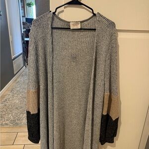 Fantastic Fawn Gray and Black Colorblock Cardigan